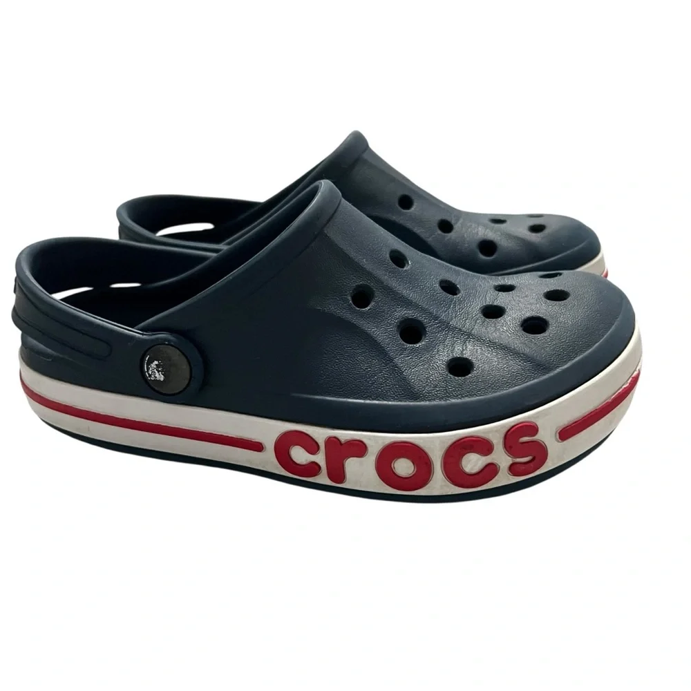 CROCS J1 Kids Bayaband Navy Blue & Red Classic Clog Water Shoes